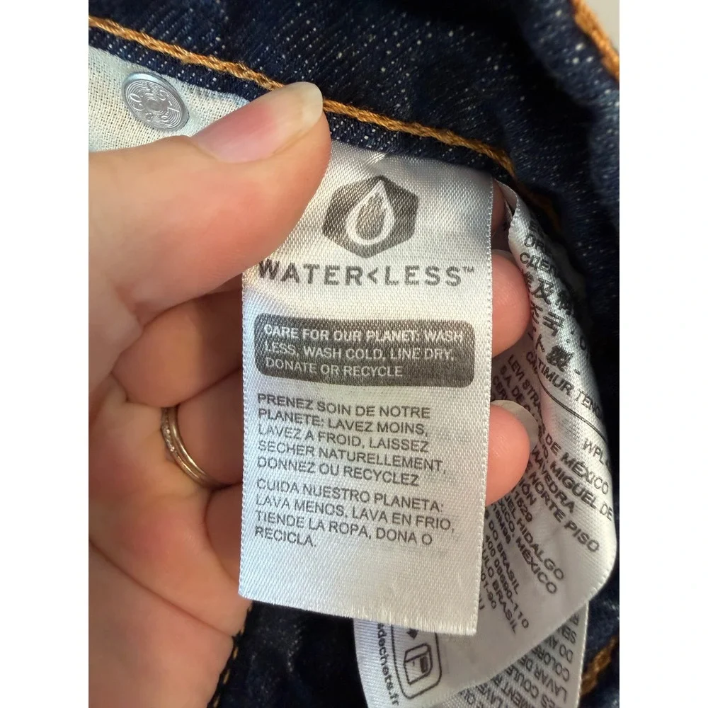 Levis 527 Slim Bootcut Jeans Mens 44x30 Dark Wash WaterLess Denim Blue 527-0539